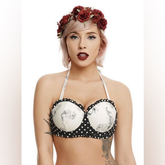 Hot Topic Other - HOT TOPIC Polka Dots & Insects Swim bikini TOP